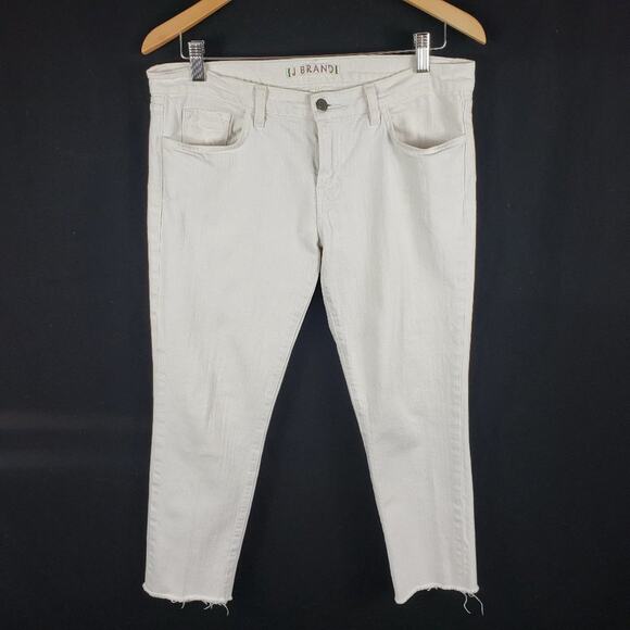 J Brand Skinny Crop Women 31 Mid Rise White Fray Hem Denim 3910c070 USA Made - Picture 3 of 8